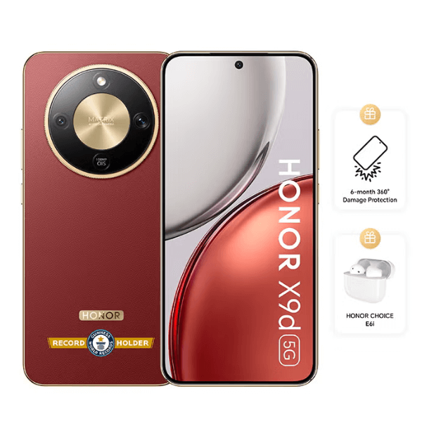 X9d Dual SIM 5G 12GB RAM 256GB Reddish Brown With Free Choice E6i Earbuds and 6 month damage insurance middle east version